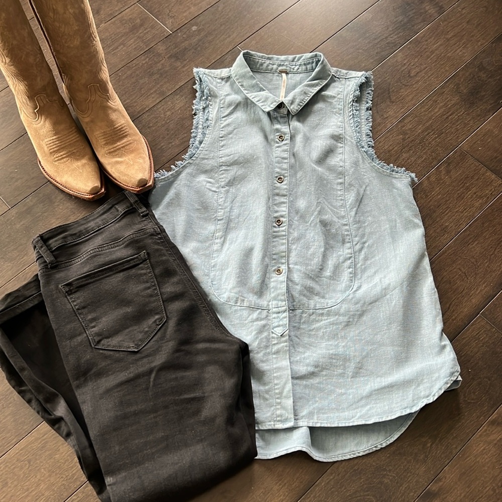 FREE PEOPLE Sleeveless Denim Top